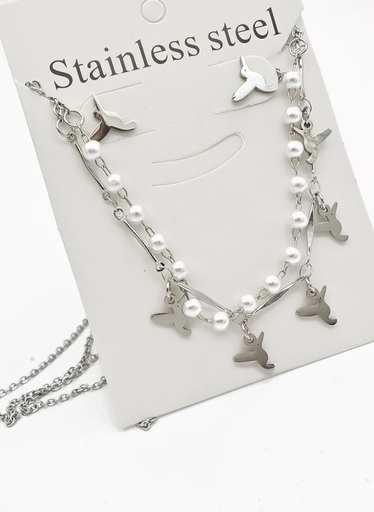 SET DE COLLAR, DIJE EN ACERO INOXIDABLE 316L