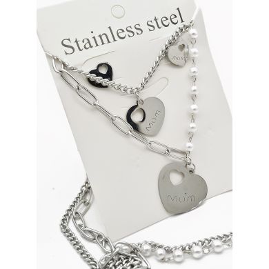 SET DE COLLAR, DIJE EN ACERO INOXIDABLE 316L