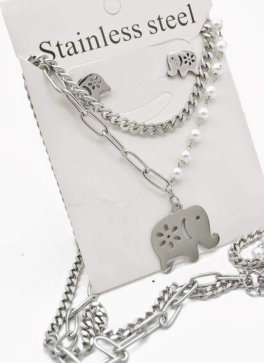 SET DE COLLAR, DIJE EN ACERO INOXIDABLE 316L