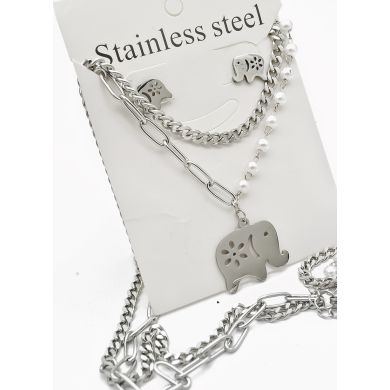 SET DE COLLAR, DIJE EN ACERO INOXIDABLE 316L