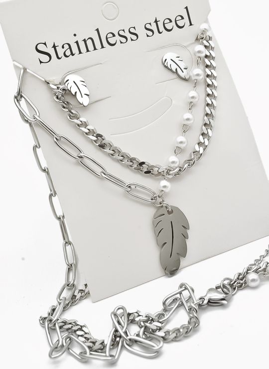 SET DE COLLAR, DIJE EN ACERO INOXIDABLE 316L
