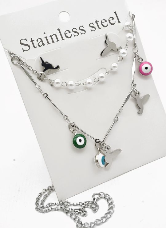 SET DE COLLAR, DIJE EN ACERO INOXIDABLE 316L