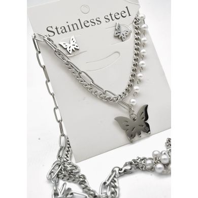 SET DE COLLAR, DIJE EN ACERO INOXIDABLE 316L