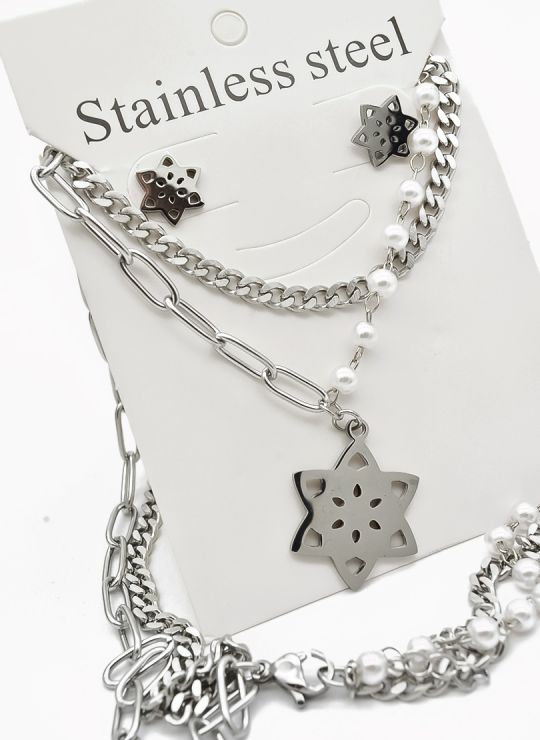 SET DE COLLAR, DIJE EN ACERO INOXIDABLE 316L