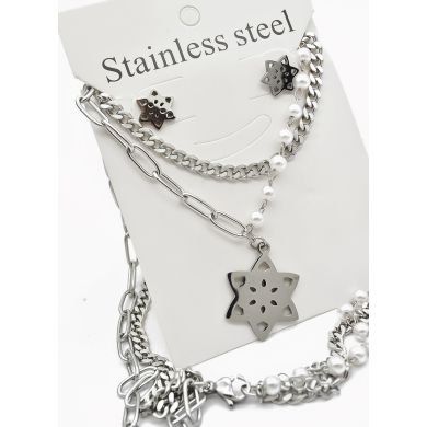 SET DE COLLAR, DIJE EN ACERO INOXIDABLE 316L