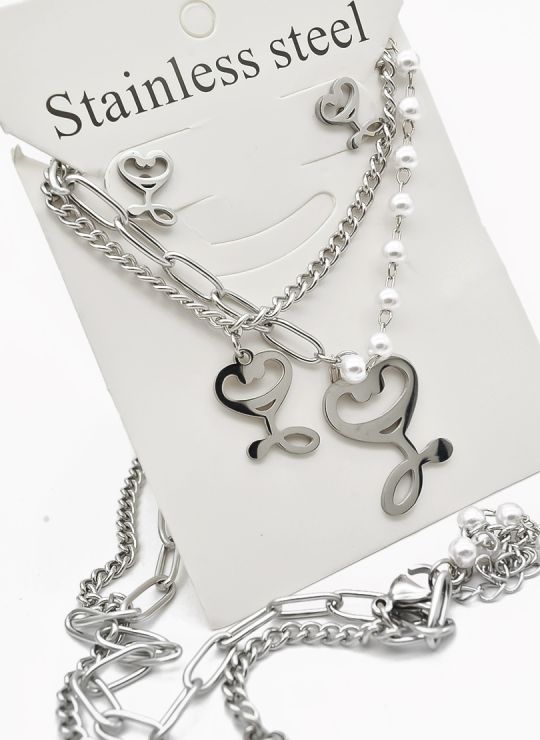 SET DE COLLAR, DIJE EN ACERO INOXIDABLE 316L