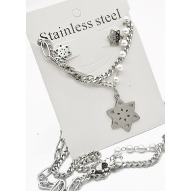 SET DE COLLAR, DIJE EN ACERO INOXIDABLE 316L