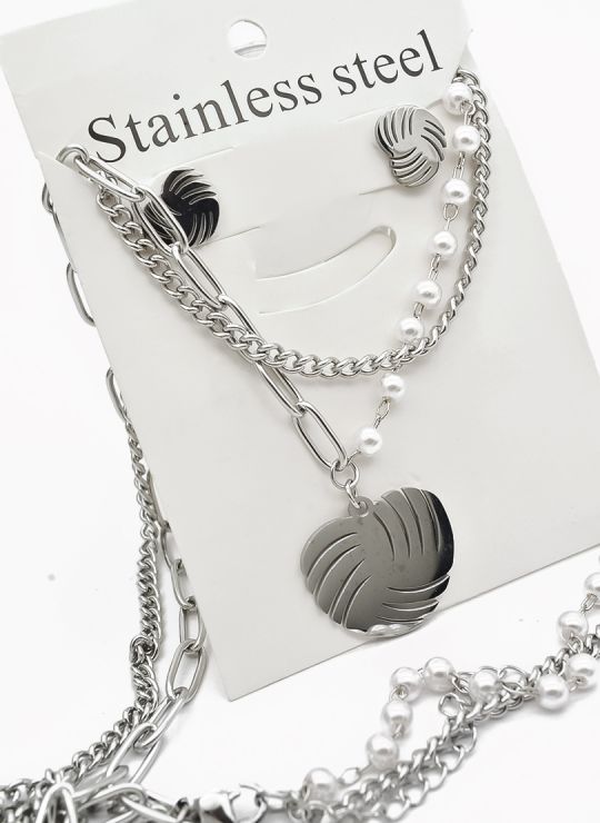 SET DE COLLAR, DIJE EN ACERO INOXIDABLE 316L