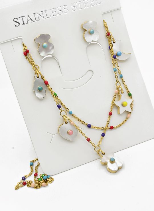 SET DE COLLAR, DIJE EN ACERO INOXIDABLE 316L
