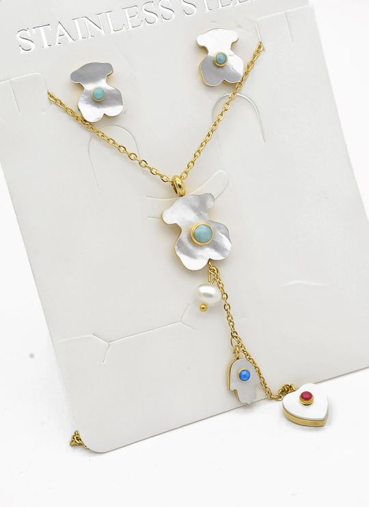 SET DE COLLAR, DIJE EN ACERO INOXIDABLE 316L
