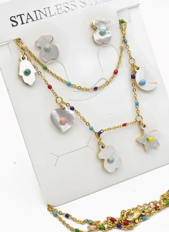 SET DE COLLAR, DIJE EN ACERO INOXIDABLE 316L