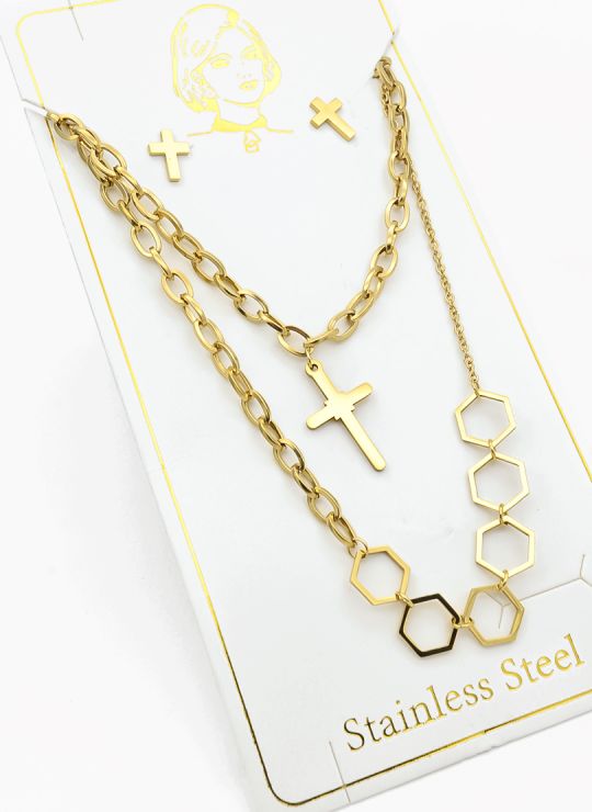 SET DE COLLAR, DIJE EN ACERO INOXIDABLE 316L