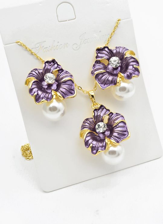 SET DE COLLAR Y DIJE EN RODIO CON MICROCIRCIONES