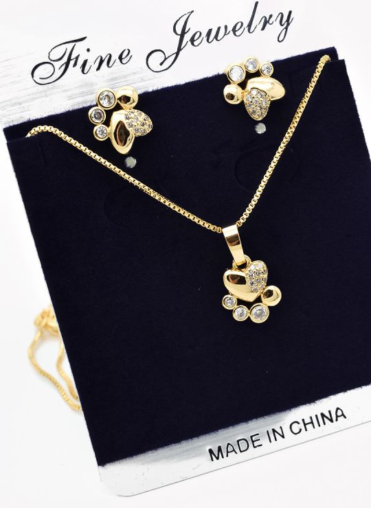SET DE COLLAR Y DIJE EN RODIO CON MICROCIRCIONES
