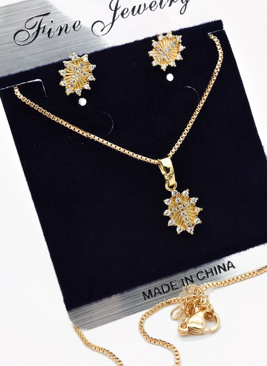 SET DE COLLAR Y DIJE EN RODIO CON MICROCIRCIONES