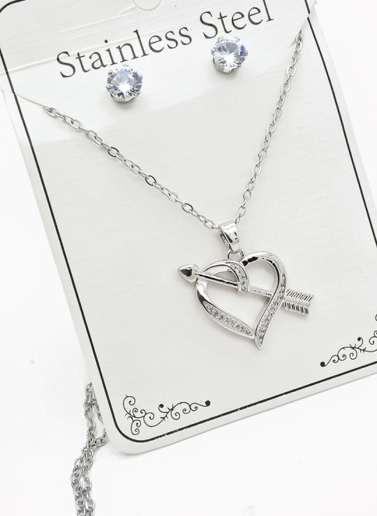 SET DE COLLAR Y DIJE EN RODIO CON MICROCIRCIONES