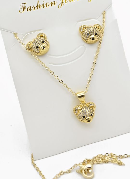 SET DE COLLAR Y DIJE EN RODIO CON MICROCIRCIONES