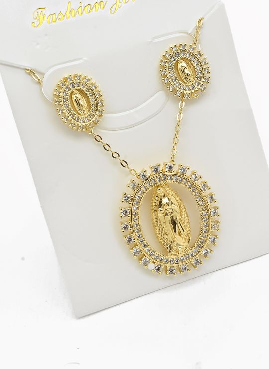 SET DE COLLAR Y DIJE EN RODIO CON MICROCIRCIONES