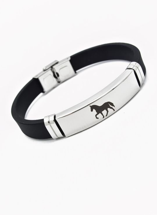 PULSERA NEOPRENO CON ACERO INOXIDABLE Y PLACA CON DISEÑO