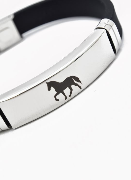 PULSERA NEOPRENO CON ACERO INOXIDABLE Y PLACA CON DISEÑO