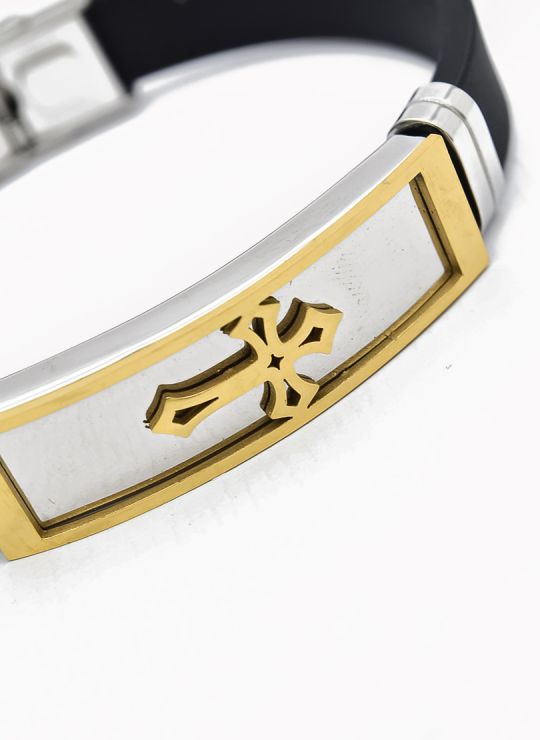 PULSERA NEOPRENO CON ACERO INOXIDABLE Y PLACA CON DISEÑO