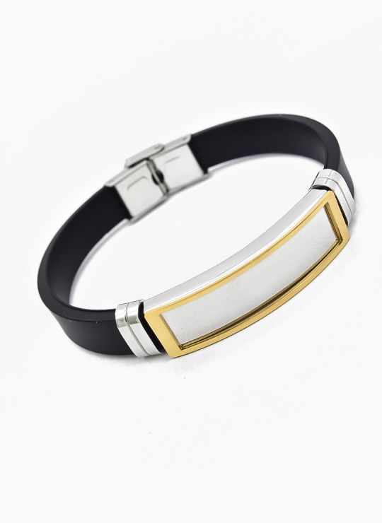 PULSERA NEOPRENO CON ACERO INOXIDABLE Y PLACA CON DISEÑO