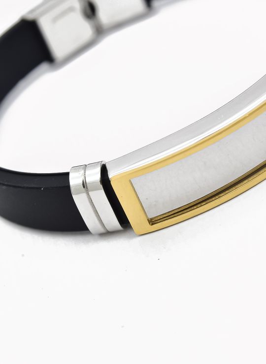 PULSERA NEOPRENO CON ACERO INOXIDABLE Y PLACA CON DISEÑO